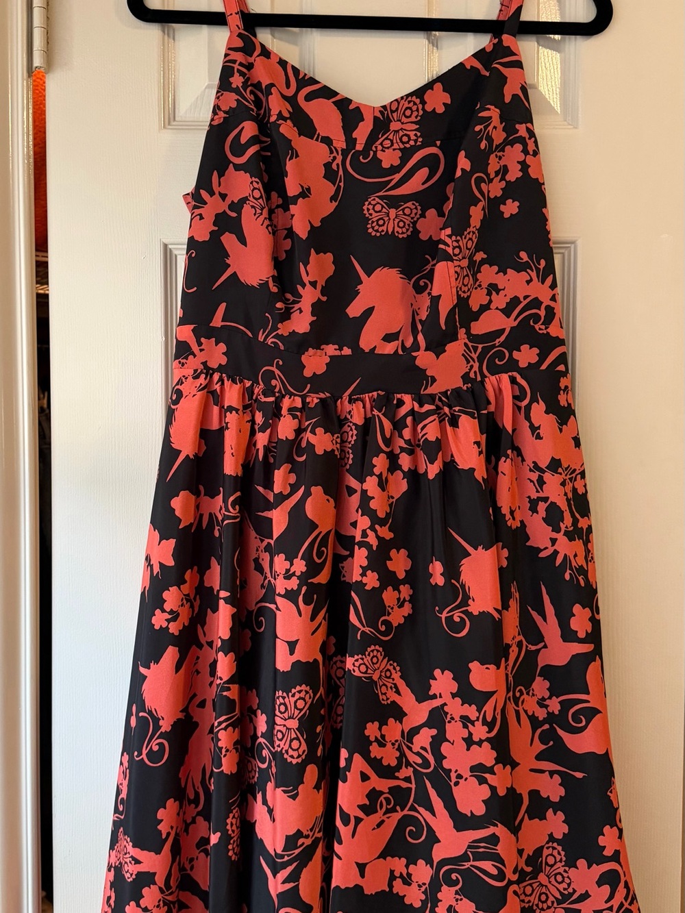 City Chic S/16 Black Dress with Coral Floral & Nature Print